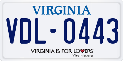 VA license plate VDL0443
