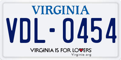 VA license plate VDL0454