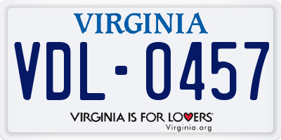 VA license plate VDL0457