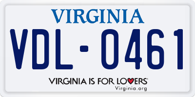 VA license plate VDL0461