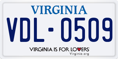 VA license plate VDL0509