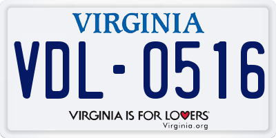 VA license plate VDL0516