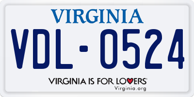 VA license plate VDL0524