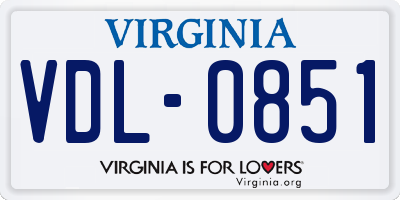 VA license plate VDL0851