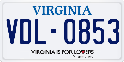 VA license plate VDL0853