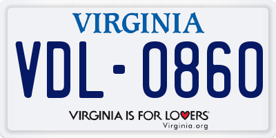 VA license plate VDL0860