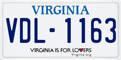 VA license plate VDL1163