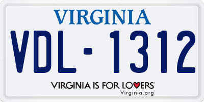 VA license plate VDL1312