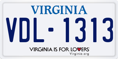 VA license plate VDL1313