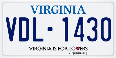 VA license plate VDL1430