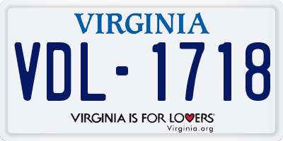 VA license plate VDL1718