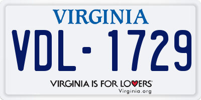 VA license plate VDL1729