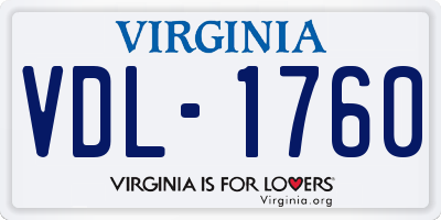 VA license plate VDL1760