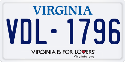 VA license plate VDL1796