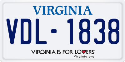 VA license plate VDL1838