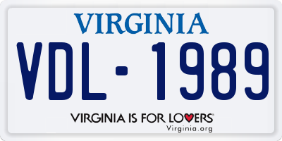 VA license plate VDL1989