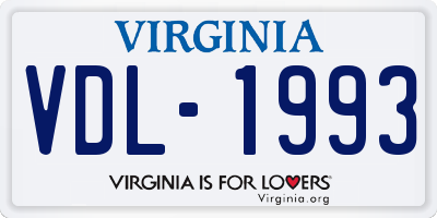 VA license plate VDL1993