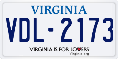 VA license plate VDL2173