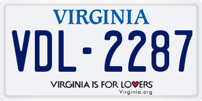 VA license plate VDL2287