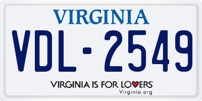 VA license plate VDL2549