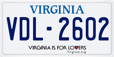 VA license plate VDL2602