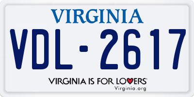 VA license plate VDL2617