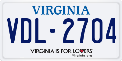 VA license plate VDL2704