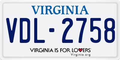 VA license plate VDL2758