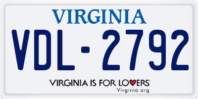 VA license plate VDL2792