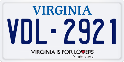 VA license plate VDL2921