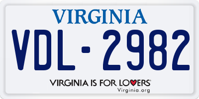 VA license plate VDL2982