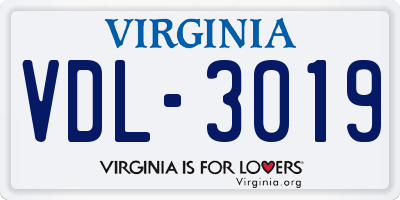 VA license plate VDL3019