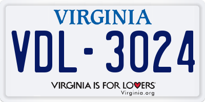 VA license plate VDL3024