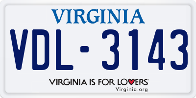 VA license plate VDL3143