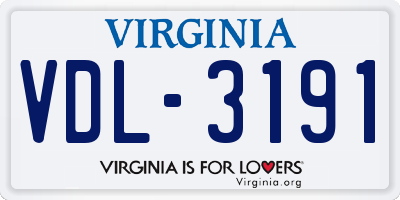 VA license plate VDL3191