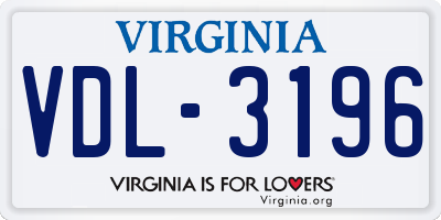 VA license plate VDL3196