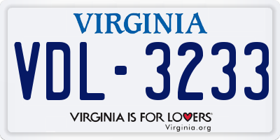 VA license plate VDL3233