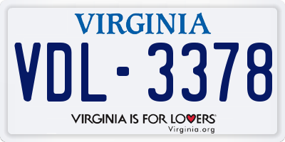 VA license plate VDL3378