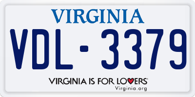 VA license plate VDL3379