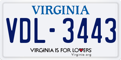 VA license plate VDL3443