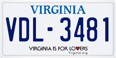 VA license plate VDL3481