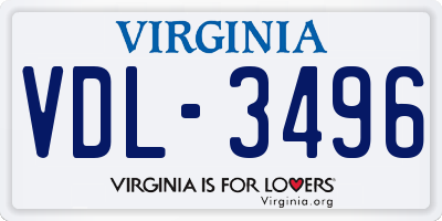 VA license plate VDL3496