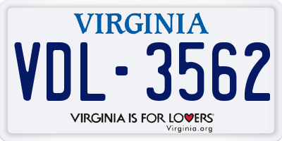 VA license plate VDL3562