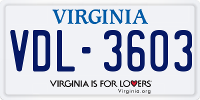 VA license plate VDL3603