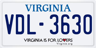 VA license plate VDL3630