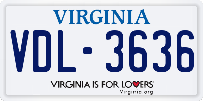 VA license plate VDL3636