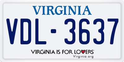 VA license plate VDL3637