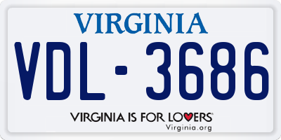 VA license plate VDL3686