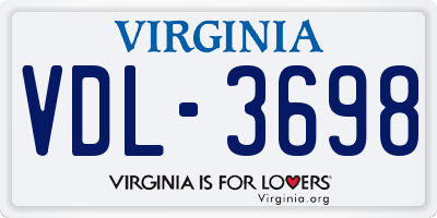 VA license plate VDL3698