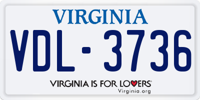 VA license plate VDL3736